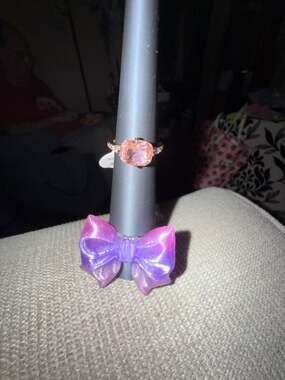 Bomb Party Modern Deco Lab Created Rose Quartz Rose Gold Plated Ring Size 5